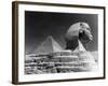 Sphinz and Cheops Pyramid at Giza, Egypt-null-Framed Photo