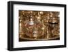 Spice dishes in metalworking shop in Fes, Morocco-William Sutton-Framed Photographic Print