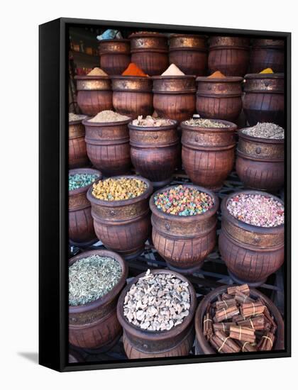 Spice Shop, Marrakech, Morocco, North Africa, Africa-Vincenzo Lombardo-Framed Stretched Canvas