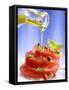 Spiced Tomatoes Being Drizzled with Olive Oil-Jean-Paul Chassenet-Framed Stretched Canvas