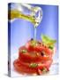 Spiced Tomatoes Being Drizzled with Olive Oil-Jean-Paul Chassenet-Stretched Canvas