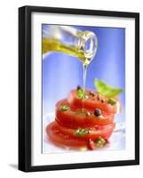 Spiced Tomatoes Being Drizzled with Olive Oil-Jean-Paul Chassenet-Framed Premium Photographic Print