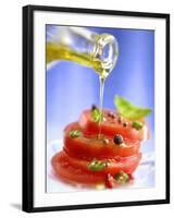 Spiced Tomatoes Being Drizzled with Olive Oil-Jean-Paul Chassenet-Framed Photographic Print