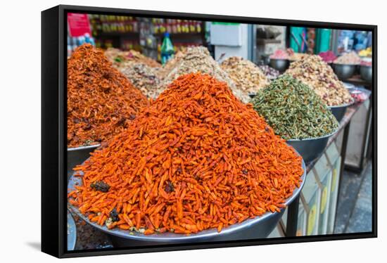 Spices and fruits in a traditional market in Jerusalem, Israel, Middle East-Alexandre Rotenberg-Framed Stretched Canvas