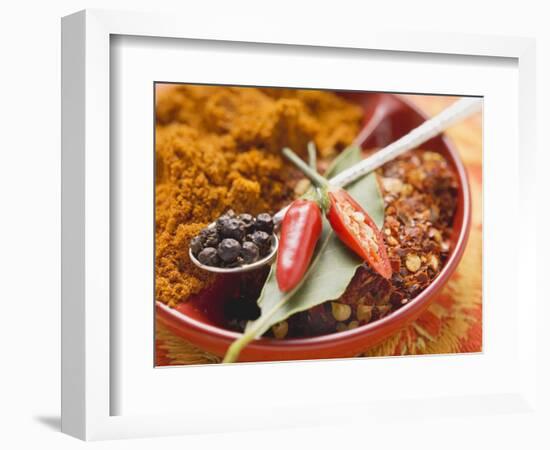 Spices for Meat Dishes (Chilli and Bay Leaf)-Eising Studio - Food Photo and Video-Framed Photographic Print