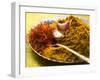 Spices for Pasta and Rice (Saffron, Curry Powder and Garlic)-Eising Studio - Food Photo and Video-Framed Photographic Print