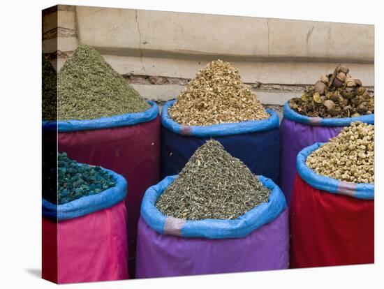 Spices for Sale, Souk in the Medina, Marrakech (Marrakesh), Morocco-Nico Tondini-Stretched Canvas