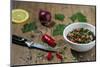 Spices, Lemon, Chilli, Herbs, Onion Sliced-Jana Ihle-Mounted Photographic Print