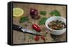 Spices, Lemon, Chilli, Herbs, Onion Sliced-Jana Ihle-Framed Stretched Canvas