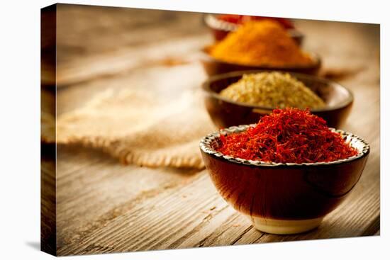 Spices: Saffron, Turmeric, Curry-Subbotina Anna-Stretched Canvas