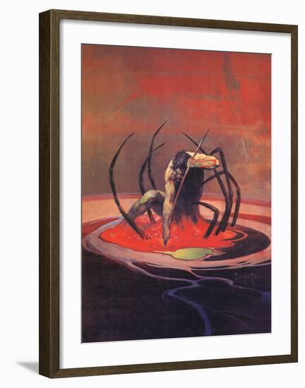 Spider and Man-Frank Frazetta-Framed Art Print