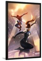 Spider-Girl No.8 Cover: Spider-Girl and Spider-Man Jumping-Jelena Djurdjevic-Lamina Framed Poster