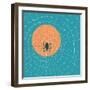 Spider in a Web on a Background of the Setting Sun-Zhukov-Framed Art Print