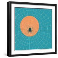 Spider in a Web on a Background of the Setting Sun-Zhukov-Framed Art Print