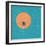 Spider in a Web on a Background of the Setting Sun-Zhukov-Framed Art Print