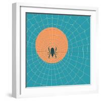 Spider in a Web on a Background of the Setting Sun-Zhukov-Framed Art Print