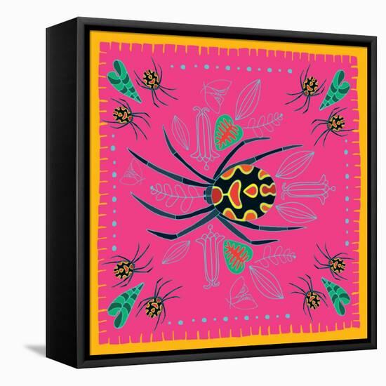 Spider, Pink Crab Spider-Belen Mena-Framed Stretched Canvas