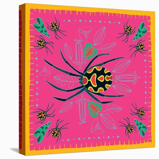 Spider, Pink Crab Spider-Belen Mena-Stretched Canvas