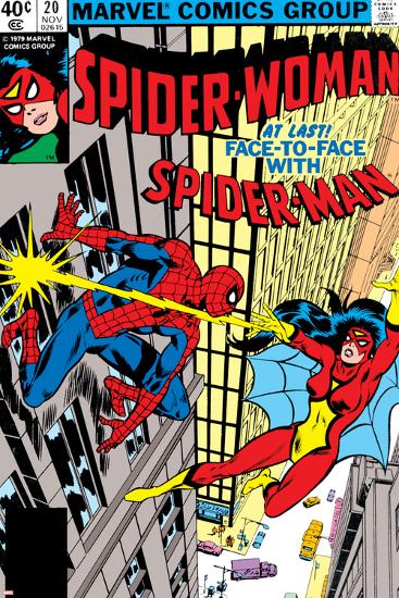 Spider-Woman No.20 Cover: Spider Woman and Spider-Man Fighting-Frank Springer-Lamina Framed Poster