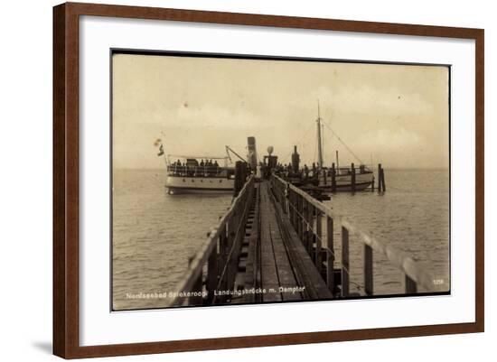 Spiekeroog Nordsee, Landungsbrücke Mit Dampfer Frisia II--Framed Giclee Print