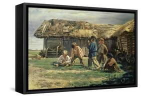 Spielende russische Dorfkinder. 1870-Wladimir J Makovskij-Framed Stretched Canvas