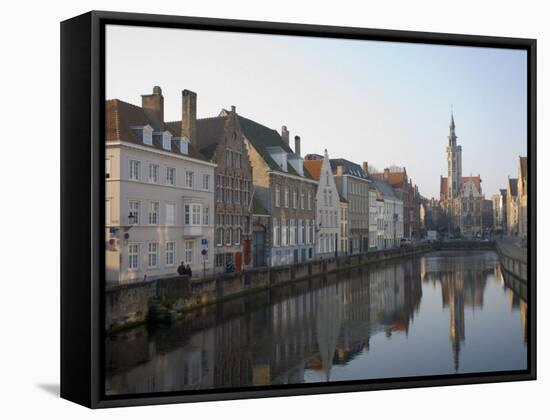 Spielgelrei Near Van Eyckplein, Looking East, Bruges, Belgium, Europe-White Gary-Framed Stretched Canvas