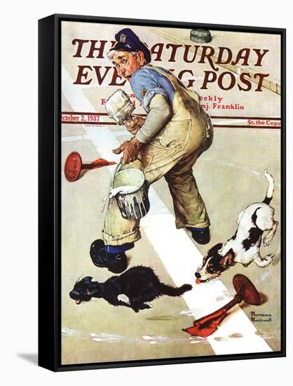 "Spilled Paint" Saturday Evening Post Cover, October 2,1937-Norman Rockwell-Framed Stretched Canvas