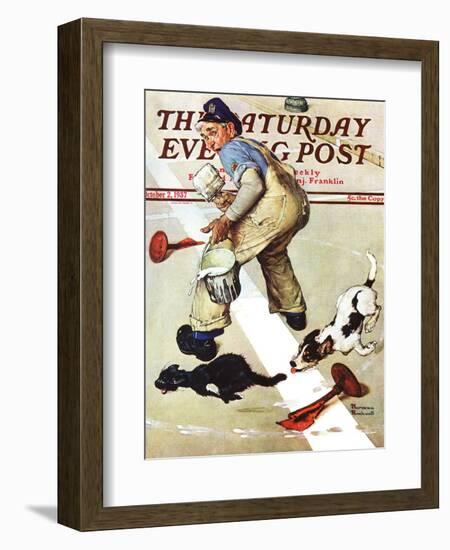 "Spilled Paint" Saturday Evening Post Cover, October 2,1937-Norman Rockwell-Framed Giclee Print