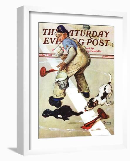 "Spilled Paint" Saturday Evening Post Cover, October 2,1937-Norman Rockwell-Framed Giclee Print