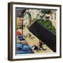 "Spilled Purse on Steep Hill", March 26, 1955-John Falter-Framed Giclee Print