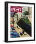 "Spilled Purse on Steep Hill" Saturday Evening Post Cover, March 26, 1955-John Falter-Framed Giclee Print