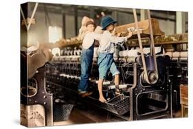 Spindle Boys in Georgia Cotton Mill C. 1909 (Coloured Photo)-Lewis Wickes Hine-Stretched Canvas