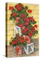 Spindle Shelf Geraniums-Paul Brent-Stretched Canvas