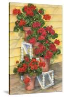 Spindle Shelf Geraniums-Paul Brent-Stretched Canvas