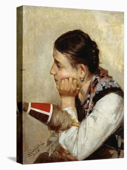 Spinner Deep in Thought, 1886-Niccolo Cannicci-Stretched Canvas