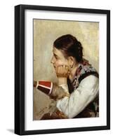 Spinner Deep in Thought, 1886-Niccolo Cannicci-Framed Giclee Print