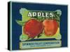 Spinner Fruit Apple Label - Yakima, WA-Lantern Press-Stretched Canvas