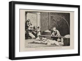 Spinning Cotton, Japan, from the Italian Edition of 'Tour Du Monde', 1869-null-Framed Giclee Print