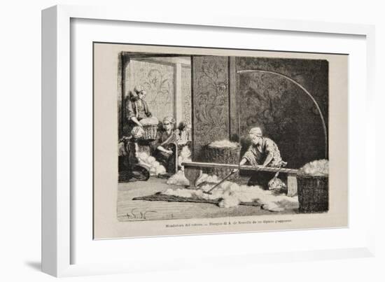 Spinning Cotton, Japan, from the Italian Edition of 'Tour Du Monde', 1869-null-Framed Giclee Print