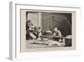 Spinning Cotton, Japan, from the Italian Edition of 'Tour Du Monde', 1869-null-Framed Giclee Print