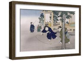 Spinning Top and Blowing Bubbles from the Series 'Children's Games', 1888-Kobayashi Eitaku-Framed Giclee Print