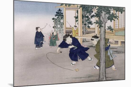 Spinning Top and Blowing Bubbles from the Series 'Children's Games', 1888-Kobayashi Eitaku-Mounted Giclee Print