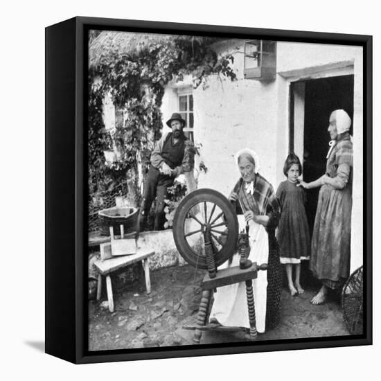 Spinning Wool Yarn, Cliffony, Sligo, 1908-1909-R Welch-Framed Stretched Canvas
