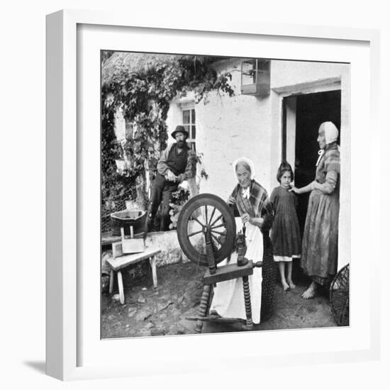 Spinning Wool Yarn, Cliffony, Sligo, 1908-1909-R Welch-Framed Giclee Print