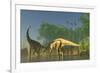 Spinophorosaurus Dinosaurs Grazing the Inhabited Swamps of the Jurassic Period-null-Framed Art Print