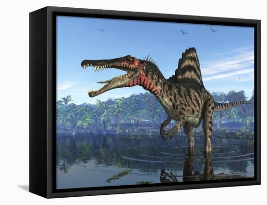 Spinosaurus Dinosaur, Artwork-Walter Myers-Framed Stretched Canvas