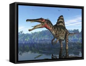 Spinosaurus Dinosaur, Artwork-Walter Myers-Framed Stretched Canvas