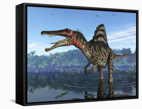 Spinosaurus Dinosaur, Artwork-Walter Myers-Framed Stretched Canvas