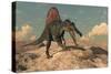 Spinosaurus Dinosaur Hunting a Snake - 3D Render-Elenarts-Stretched Canvas