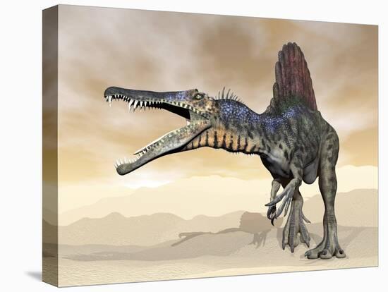Spinosaurus Dinosaur Roaring in the Desert-null-Stretched Canvas